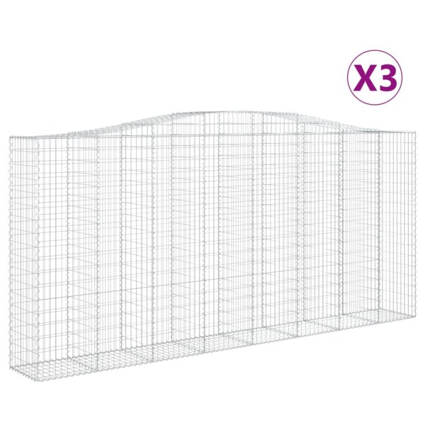 vidaXL Gabionen mit Hochbogen 3 Stk. 400x50x180/200cm Verzinktes Eisen