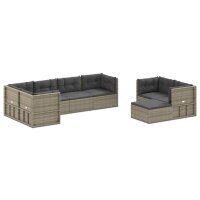 vidaXL 8-tlg. Garten-Lounge-Set mit Kissen Grau Poly Rattan