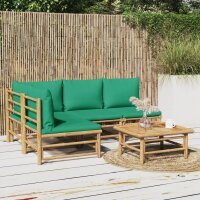 vidaXL 5-tlg. Garten-Lounge-Set mit Gr&uuml;nen Kissen Bambus