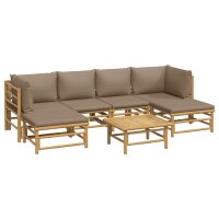 vidaXL 7-tlg. Garten-Lounge-Set mit Taupe Kissen Bambus