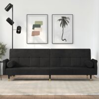 vidaXL Schlafsofa mit Kissen Schwarz Samt