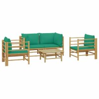 vidaXL 5-tlg. Garten-Lounge-Set mit Gr&uuml;nen Kissen Bambus