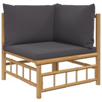 vidaXL 9-tlg. Garten-Lounge-Set mit Dunkelgrauen Kissen Bambus