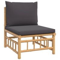 vidaXL 9-tlg. Garten-Lounge-Set mit Dunkelgrauen Kissen Bambus