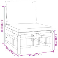 vidaXL 9-tlg. Garten-Lounge-Set mit Dunkelgrauen Kissen Bambus