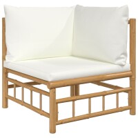 vidaXL 8-tlg. Garten-Lounge-Set mit Cremewei&szlig;en Kissen Bambus