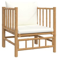 vidaXL 8-tlg. Garten-Lounge-Set mit Cremewei&szlig;en Kissen Bambus