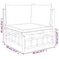 vidaXL 8-tlg. Garten-Lounge-Set mit Cremewei&szlig;en Kissen Bambus