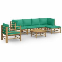 vidaXL 7-tlg. Garten-Lounge-Set mit Gr&uuml;nen Kissen Bambus