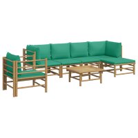 vidaXL 7-tlg. Garten-Lounge-Set mit Gr&uuml;nen Kissen Bambus