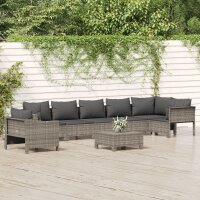 vidaXL 8-tlg. Garten-Lounge-Set mit Kissen Grau Poly Rattan