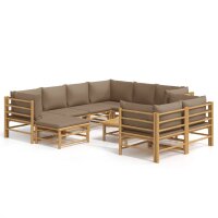 vidaXL 10-tlg. Garten-Lounge-Set mit Kissen Taupe Bambus