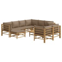 vidaXL 10-tlg. Garten-Lounge-Set mit Kissen Taupe Bambus