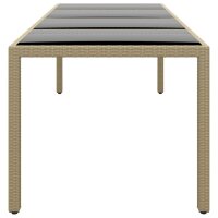 vidaXL Gartentisch mit Glasplatte Beige Poly Rattan