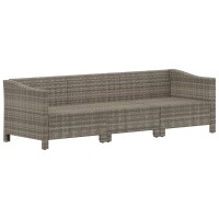 vidaXL 3-tlg. Garten-Lounge-Set mit Kissen Grau Poly Rattan