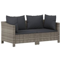 vidaXL 3-tlg. Garten-Lounge-Set mit Kissen Grau Poly Rattan