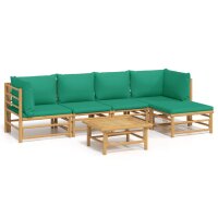 vidaXL 6-tlg. Garten-Lounge-Set mit Grünen Kissen...