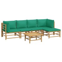 vidaXL 6-tlg. Garten-Lounge-Set mit Gr&uuml;nen Kissen Bambus