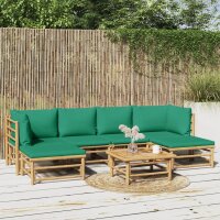 vidaXL 7-tlg. Garten-Lounge-Set mit Gr&uuml;nen Kissen Bambus