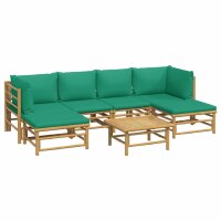 vidaXL 7-tlg. Garten-Lounge-Set mit Gr&uuml;nen Kissen Bambus