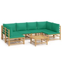 vidaXL 7-tlg. Garten-Lounge-Set mit Gr&uuml;nen Kissen Bambus