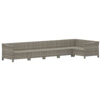vidaXL 6-tlg. Garten-Lounge-Set mit Kissen Grau Poly Rattan