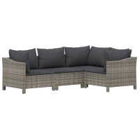 vidaXL 6-tlg. Garten-Lounge-Set mit Kissen Grau Poly Rattan