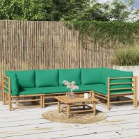 vidaXL 6-tlg. Garten-Lounge-Set mit Gr&uuml;nen Kissen Bambus