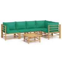 vidaXL 6-tlg. Garten-Lounge-Set mit Gr&uuml;nen Kissen Bambus