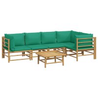 vidaXL 6-tlg. Garten-Lounge-Set mit Gr&uuml;nen Kissen Bambus