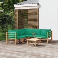 vidaXL 6-tlg. Garten-Lounge-Set mit Grünen Kissen...