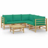 vidaXL 6-tlg. Garten-Lounge-Set mit Grünen Kissen...