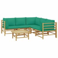 vidaXL 6-tlg. Garten-Lounge-Set mit Gr&uuml;nen Kissen Bambus