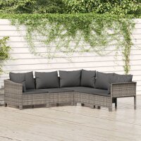 vidaXL 5-tlg. Garten-Lounge-Set mit Kissen Grau Poly Rattan