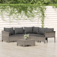 vidaXL 6-tlg. Garten-Lounge-Set mit Kissen Grau Poly Rattan