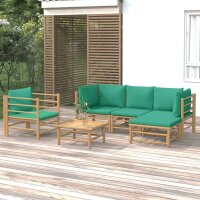 vidaXL 6-tlg. Garten-Lounge-Set mit Grünen Kissen...