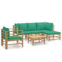 vidaXL 6-tlg. Garten-Lounge-Set mit Grünen Kissen...