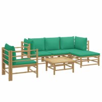 vidaXL 6-tlg. Garten-Lounge-Set mit Gr&uuml;nen Kissen Bambus