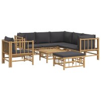 vidaXL 8-tlg. Garten-Lounge-Set mit Dunkelgrauen Kissen Bambus