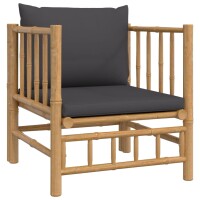 vidaXL 7-tlg. Garten-Lounge-Set mit Dunkelgrauen Kissen Bambus