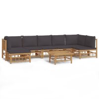 vidaXL 8-tlg. Garten-Lounge-Set mit Dunkelgrauen Kissen Bambus