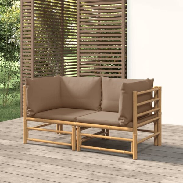 vidaXL Garten-Ecksofas mit Taupe Kissen 2 Stk. Bambus