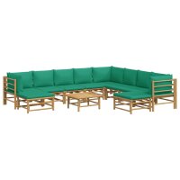 vidaXL 11-tlg. Garten-Lounge-Set mit Gr&uuml;nen Kissen Bambus