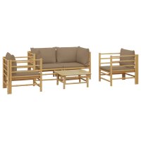 vidaXL 5-tlg. Garten-Lounge-Set mit Kissen Taupe Bambus