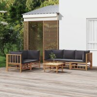 vidaXL 6-tlg. Garten-Lounge-Set mit Dunkelgrauen Kissen...