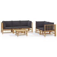 vidaXL 6-tlg. Garten-Lounge-Set mit Dunkelgrauen Kissen...