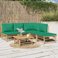 vidaXL 6-tlg. Garten-Lounge-Set mit Grünen Kissen...