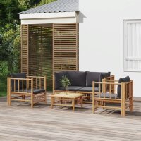 vidaXL 5-tlg. Garten-Lounge-Set mit Dunkelgrauen Kissen...