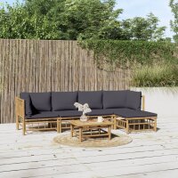 vidaXL 6-tlg. Garten-Lounge-Set mit Dunkelgrauen Kissen...