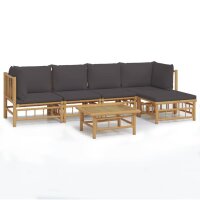 vidaXL 6-tlg. Garten-Lounge-Set mit Dunkelgrauen Kissen...